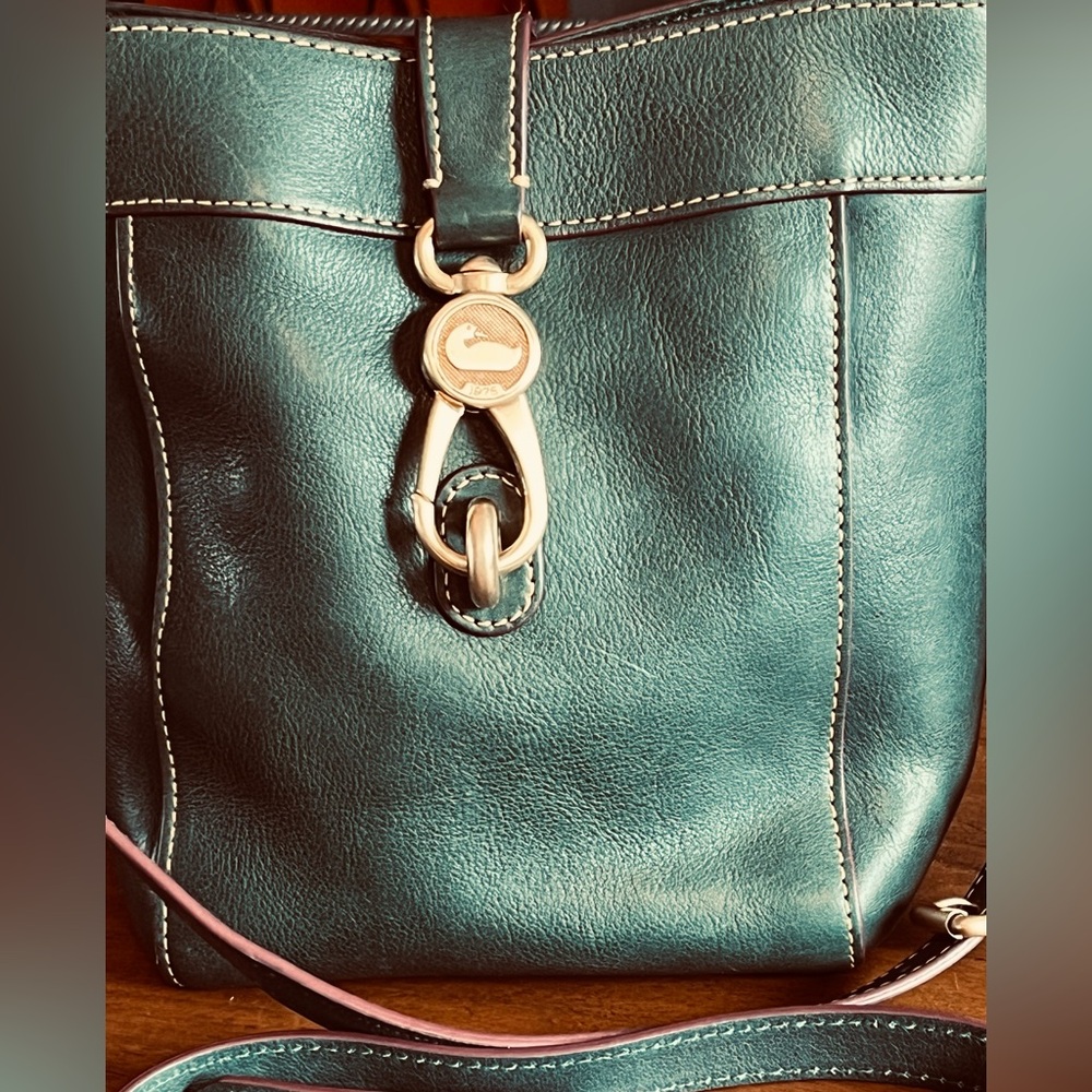 Dooney & Bourke Crossbody Florentine Leather Sadie Feed Purse Bag RARE Ivy Green - Picture 2 of 16
